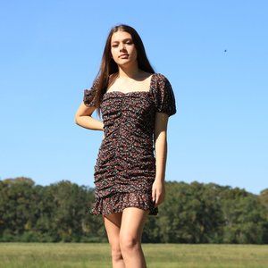 Floral Ruched Mini Dress